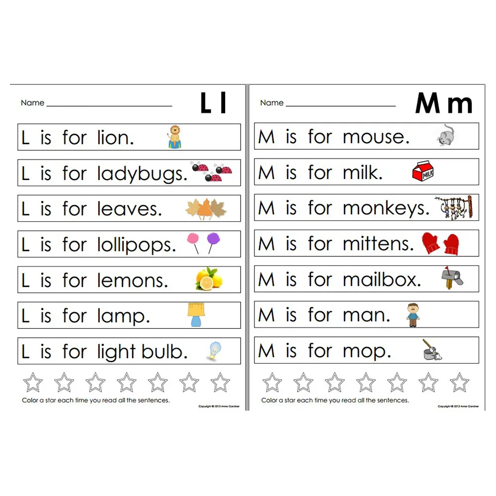 Learning ABC Alphabet Sentences English Workbook Educational Exercise