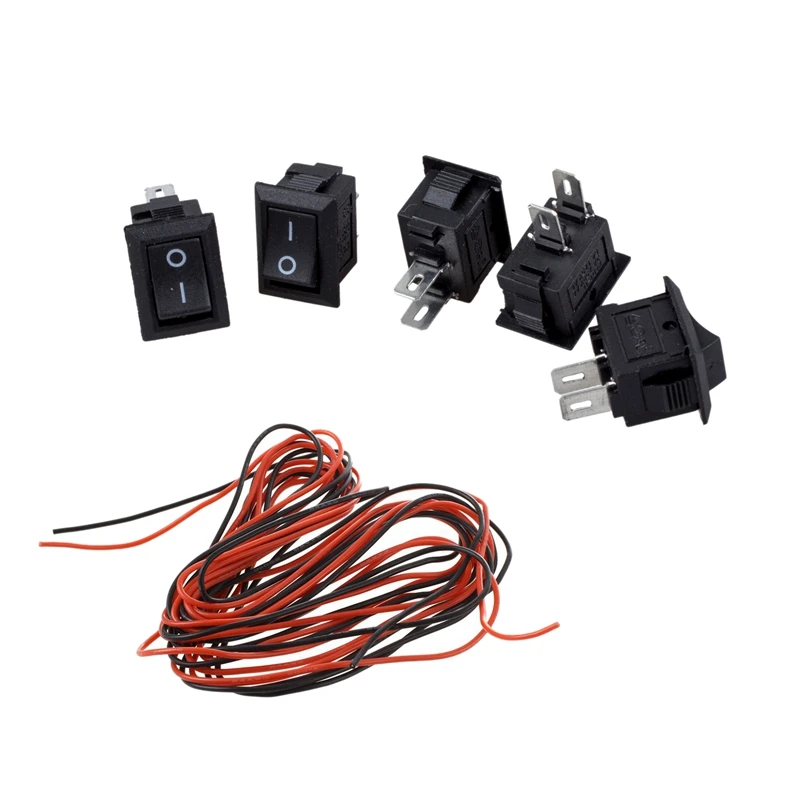 5 x AC 250V 3A 2 Pin ON/OFF I/O SPST Snap In Mini Boat Rocker Switch & 2x 3M 24 Gauge AWG Silicone Rubber Wire Cable Red Black
5 x AC 250V 3A 2 Pin ON/OFF I/O SPST Snap In Mini Boat Rocker Switch & 2x 3M 24 Gauge AWG Silicone Rubber Wire Cable Red Black