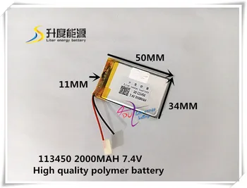 7.4V 2000mAH 113450 polymer lithium ion / Li-ion battery for MP3 tablet pc power bank mp4 cell phone speaker
7.4V 2000mAH 113450 polymer lithium ion / Li-ion battery for MP3 tablet pc power bank mp4 cell phone speaker