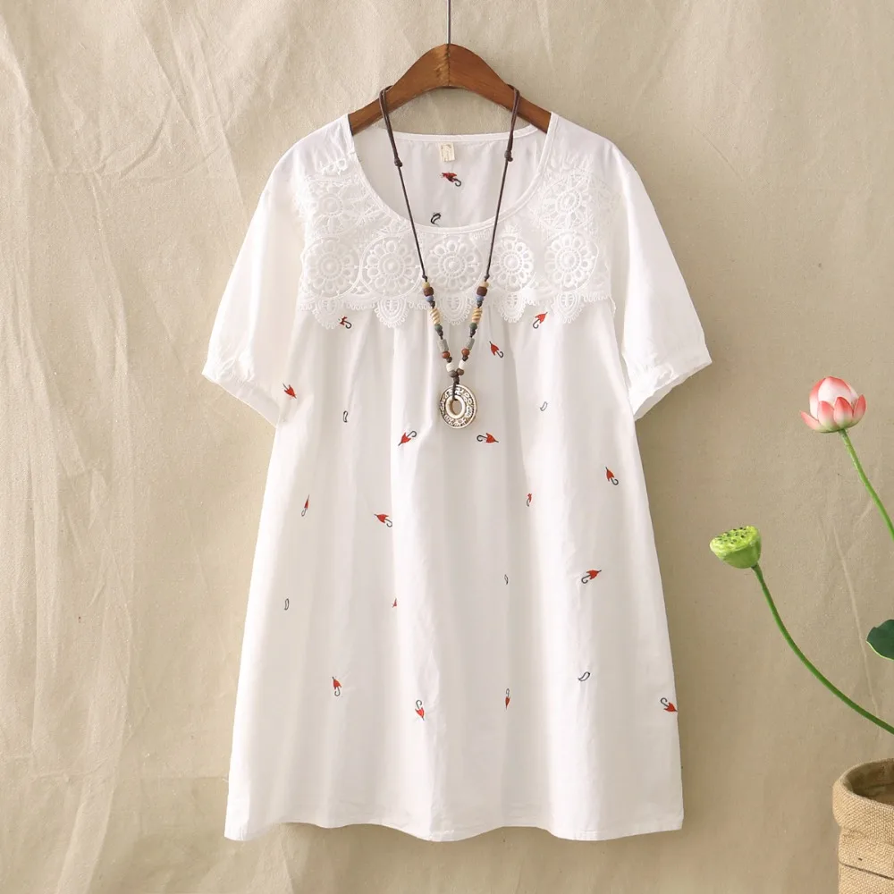 blusa feminina 2018 Japanese women Summer tops Lace Umbrella embroidered pullover shirt short sleeve cotton linen blouse
blusa feminina 2018 Japanese women Summer tops Lace Umbrella embroidered pullover shirt short sleeve cotton linen blouse