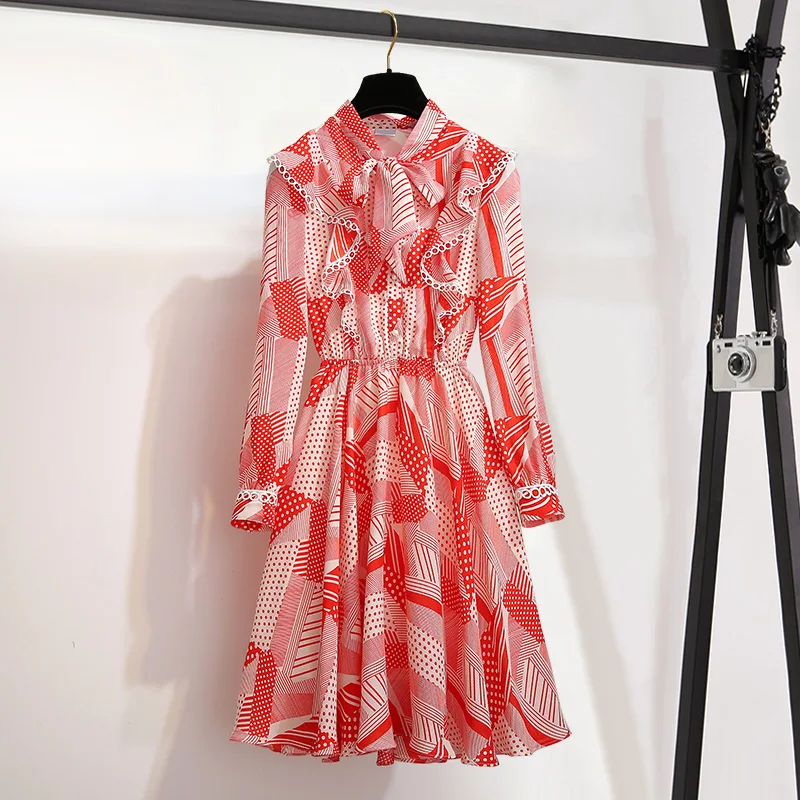 Long Sleeve Spring Chiffon Dress 2019 New French Style Pattern Printted Dress Women Ruffles Dresses Ladies Party Red Vestidos
Long Sleeve Spring Chiffon Dress 2019 New French Style Pattern Printted Dress Women Ruffles Dresses Ladies Party Red Vestidos