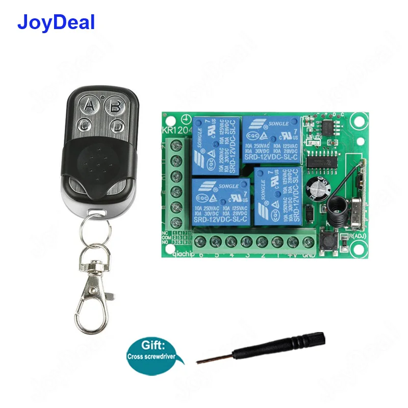 433Mhz Universal Wireless Remote Control Switch DC 12V 4CH Relay Receiver With 4 Channel Transmitter RF Remote Controller Switch
433Mhz Universal Wireless Remote Control Switch DC 12V 4CH Relay Receiver With 4 Channel Transmitter RF Remote Controller Switch