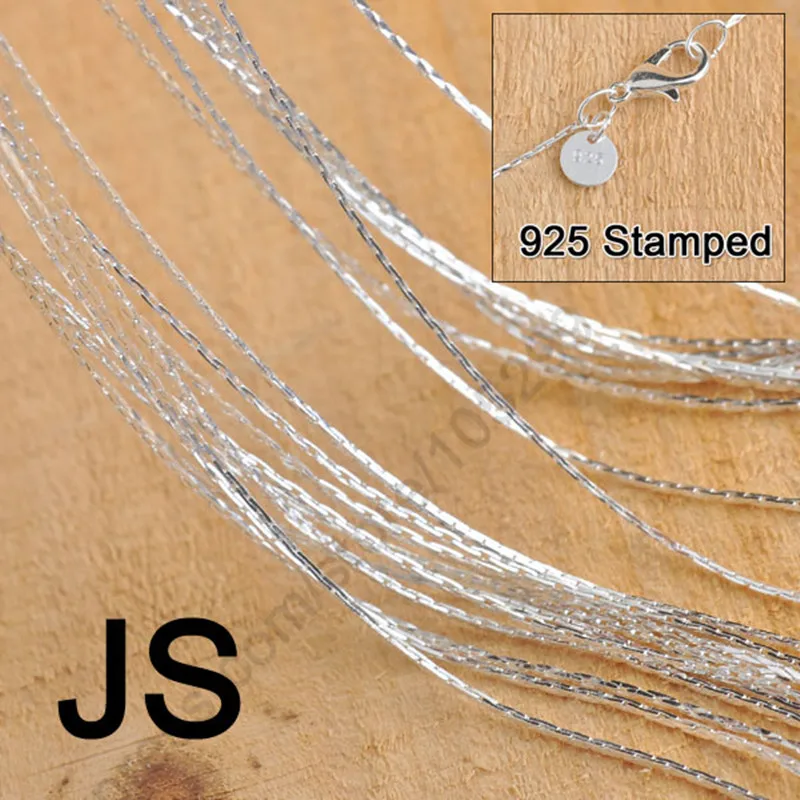 

Wholesale 50Pcs 18" Pure 925 Sterling Silver Needle Jewelry Findings JS Link Necklace Chains Set Lobster Clasps For Pendant