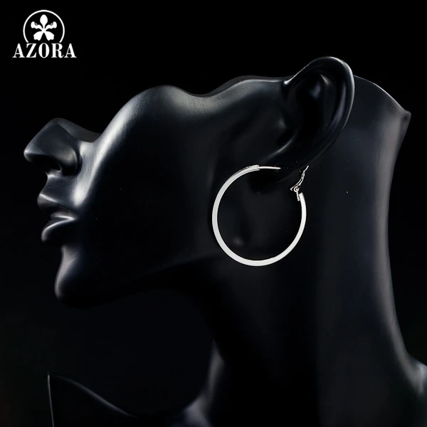 Классические серьги кольца AZORA TE0023 белого и золотого цвета|hoop earrings|earrings hoop