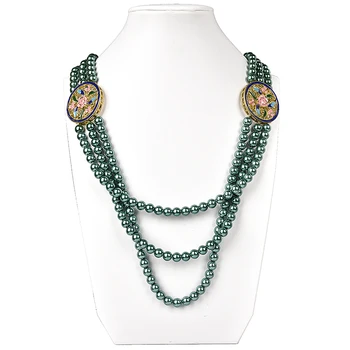 3 rows light green multiple bead Synthesis pearl gem necklace with a pattern of petals, can give a holiday gift
3 rows light green multiple bead Synthesis pearl gem necklace with a pattern of petals, can give a holiday gift
