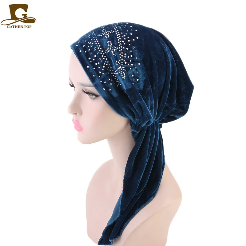 New velvet Cross rhinestone Head Scarf Pre Tied turban Chemo Hat Beanie Sleep cap Womens Headwear with elasticity 
New velvet Cross rhinestone Head Scarf Pre Tied turban Chemo Hat Beanie Sleep cap Womens Headwear with elasticity