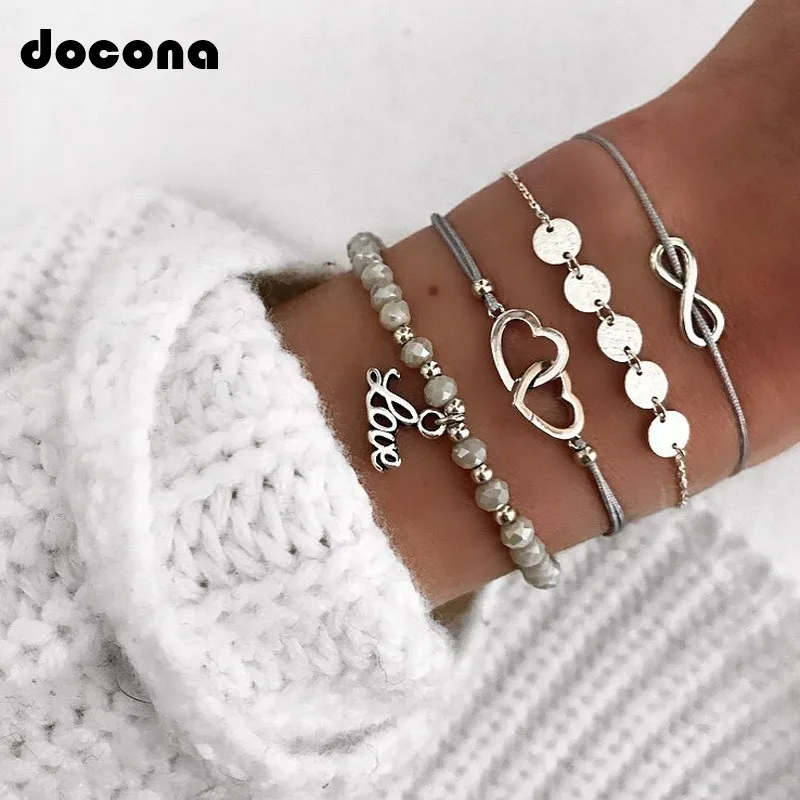 Docona Letter Heart Beads Bracelet Set for Women Ethnic Gray String Adjustable Bracelet Bangle 4pcs/1set Party Jewelry 6856
Docona Letter Heart Beads Bracelet Set for Women Ethnic Gray String Adjustable Bracelet Bangle 4pcs/1set Party Jewelry 6856