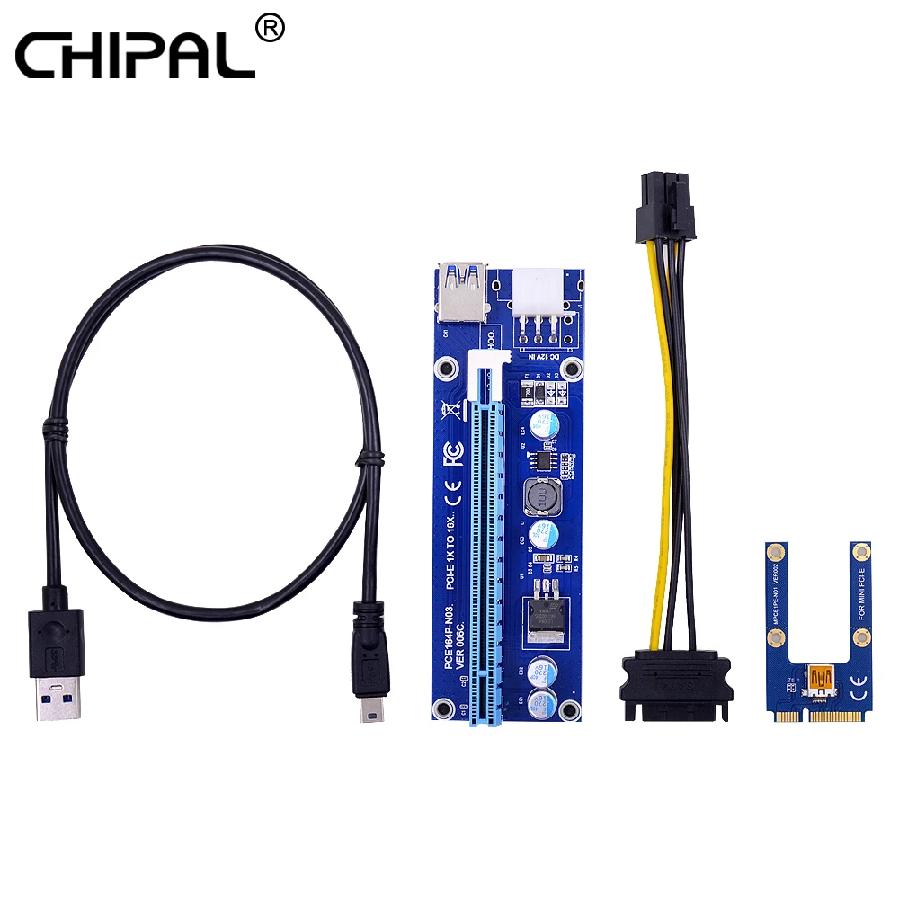 CHIPAL 60CM Mini PCI-E 1X to 16X Extender Riser Card USB 3.0 SATA 6Pin Power Cable for Laptop External Video Card for BTC Miner
CHIPAL 60CM Mini PCI-E 1X to 16X Extender Riser Card USB 3.0 SATA 6Pin Power Cable for Laptop External Video Card for BTC Miner