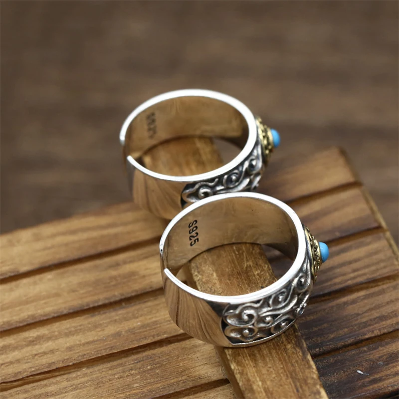 Couple-Opening-Ring-100-Real-925-Sterling-Silver-Jewelry-For-Men-Women-Blue-Natural-stone-Adjustable (1)