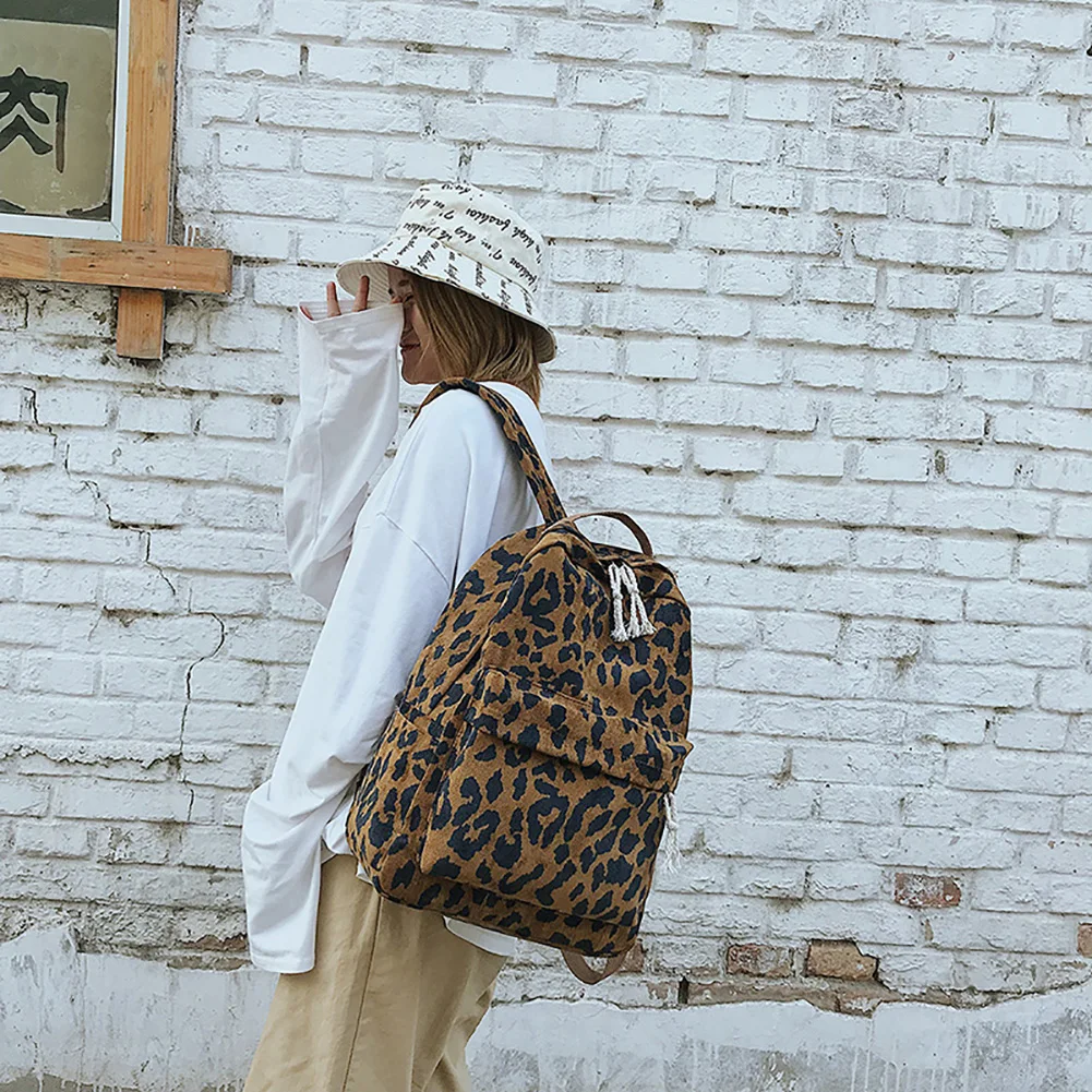 Women Leopard Print Corduroy Dual-Straps School Backpack Girls Large Capacity Girl School Shoulder Bag Backpacks
Women Leopard Print Corduroy Dual-Straps School Backpack Girls Large Capacity Girl School Shoulder Bag Backpacks