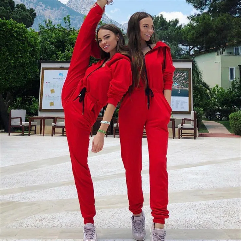 Hooded Zipper Women's Jumpsuit Romper Long Sleeve Solid Red Casual Loose Party Jumpsuit For Woman 2018 Autumn Female Clothes
Hooded Zipper Women's Jumpsuit Romper Long Sleeve Solid Red Casual Loose Party Jumpsuit For Woman 2018 Autumn Female Clothes