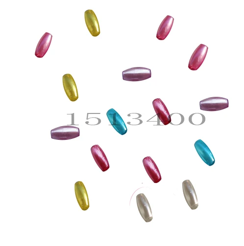 500PCs Random Mixed Pearl Imitation Acrylic Oval Shape Beads 3*6mm