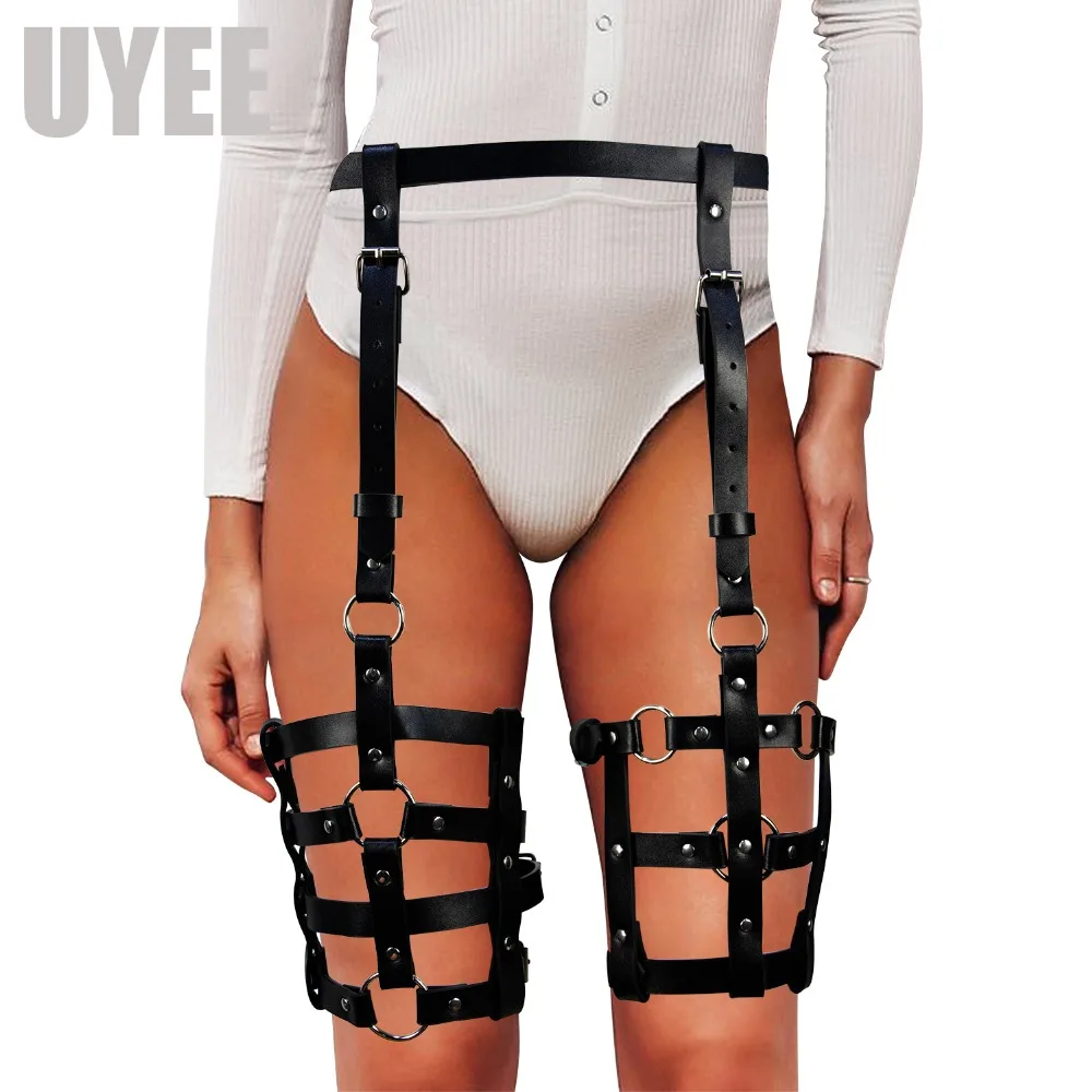 UYEE Sexy Women's Leather Harness From Waist To Leg Bondage Waist Belts Punk Rock Gothic Leather Leg Garters Blet Dress LP-007
UYEE Sexy Women's Leather Harness From Waist To Leg Bondage Waist Belts Punk Rock Gothic Leather Leg Garters Blet Dress LP-007