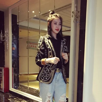 new Autumn heavy industry wind rivet suit jacket female European and American fashion loose jacket womens jacket
new Autumn heavy industry wind rivet suit jacket female European and American fashion loose jacket womens jacket