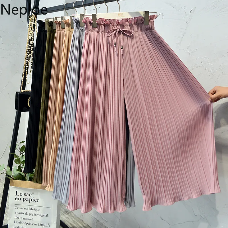 Neploe 2019 New Wide Leg Pants Korean Wild Nine Pants Loose Female Summer High Waist Pleated Pants Solid Ruffles Trousers 39053
Neploe 2019 New Wide Leg Pants Korean Wild Nine Pants Loose Female Summer High Waist Pleated Pants Solid Ruffles Trousers 39053