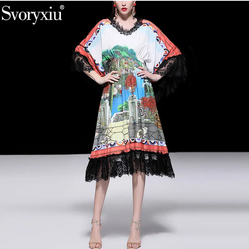 Svoryxiu Runway Summer Custom Made Big Size Loose Dress Women's Fashion Batwing Sleeve Floral Black Lace Robe Long Dresses
Svoryxiu Runway Summer Custom Made Big Size Loose Dress Women's Fashion Batwing Sleeve Floral Black Lace Robe Long Dresses