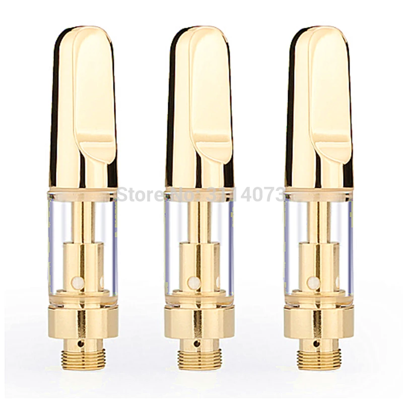 

200pcs/lots CBD Gold Ceramic Atomizer 0.5ml 1.0ml Cartridges 510 tank Oil cell vape tank for CE3 cbd Preheat battery vaporizer