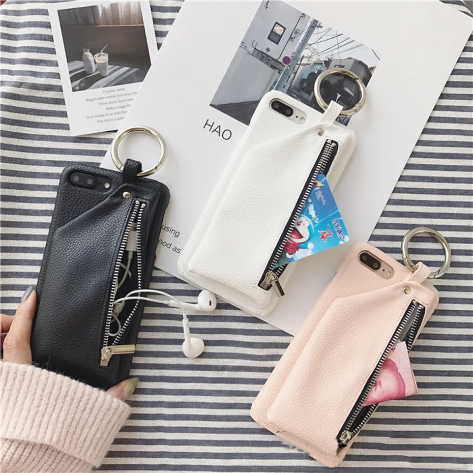 Luxury Fashion PU Leather Case with Zipper Pocket cover case for iPhone X 7 8 6 6s plus Soft Wallet Case with Ring Holder funda
Luxury Fashion PU Leather Case with Zipper Pocket cover case for iPhone X 7 8 6 6s plus Soft Wallet Case with Ring Holder funda
