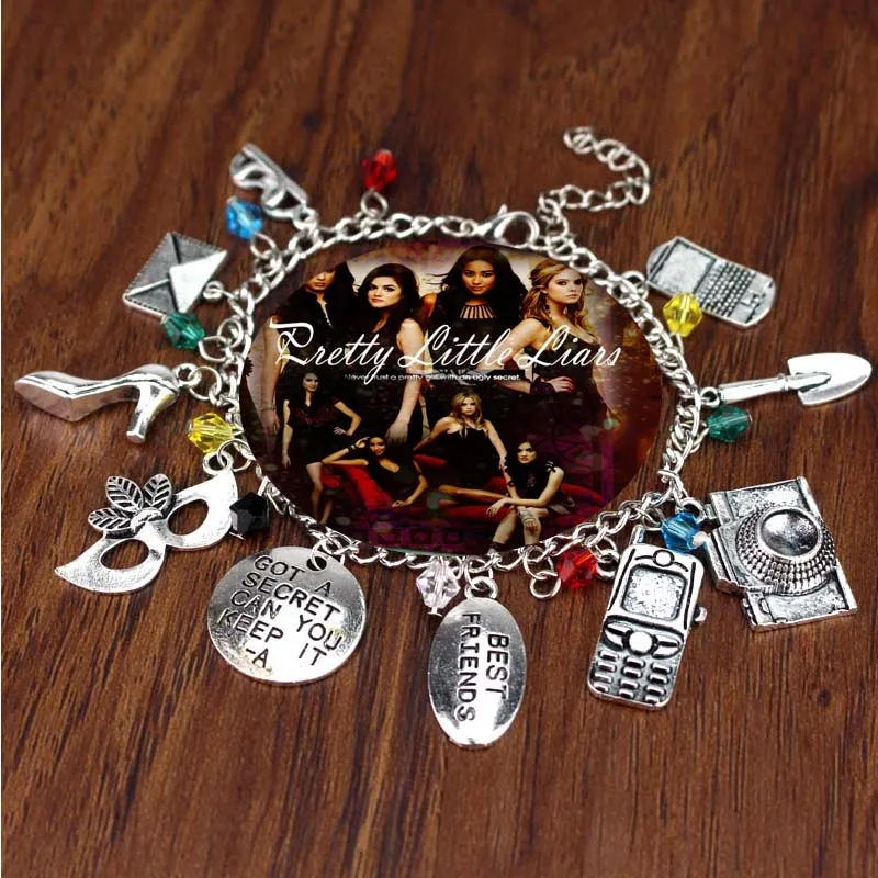 TV Show Pretty Little Liars Bracelets for Women Jewelry mask High heels camera Pednants Bangle Bracelet Female Wristbands
TV Show Pretty Little Liars Bracelets for Women Jewelry mask High heels camera Pednants Bangle Bracelet Female Wristbands