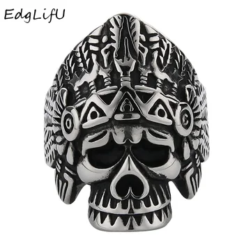 EdgLifU Feather Dayak Indian Cheaf Headdress Skull Rings Stainless Steel Punk Vintage Mens Silver Black Ring Biker Jewelry
EdgLifU Feather Dayak Indian Cheaf Headdress Skull Rings Stainless Steel Punk Vintage Mens Silver Black Ring Biker Jewelry