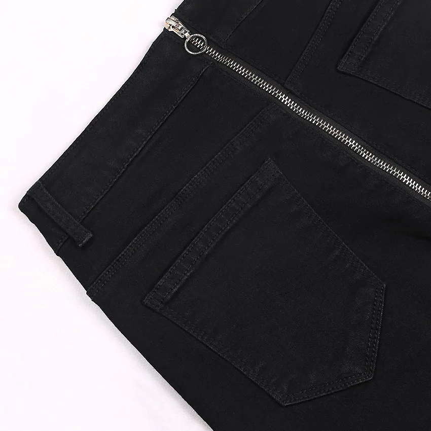 Retro Back Zipper Jeans Women High 
