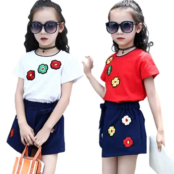 Embroidered Flower Short-sleeved Divided Skirt Design Two-pieces Suits Ahead Of Curve Streetwear Colorful Summer Children Sets
Embroidered Flower Short-sleeved Divided Skirt Design Two-pieces Suits Ahead Of Curve Streetwear Colorful Summer Children Sets