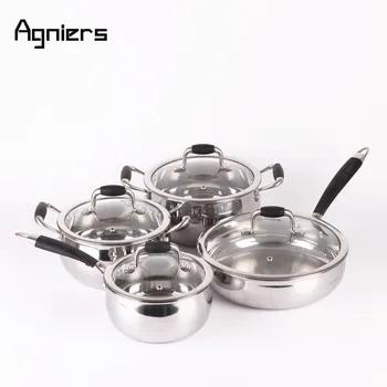 Agniers 4pans 8Pcs Light Silver Stainless Steel Cookware Set with Glass Lid two Soup pot+Sauce pan+Saute pan
Agniers 4pans 8Pcs Light Silver Stainless Steel Cookware Set with Glass Lid two Soup pot+Sauce pan+Saute pan