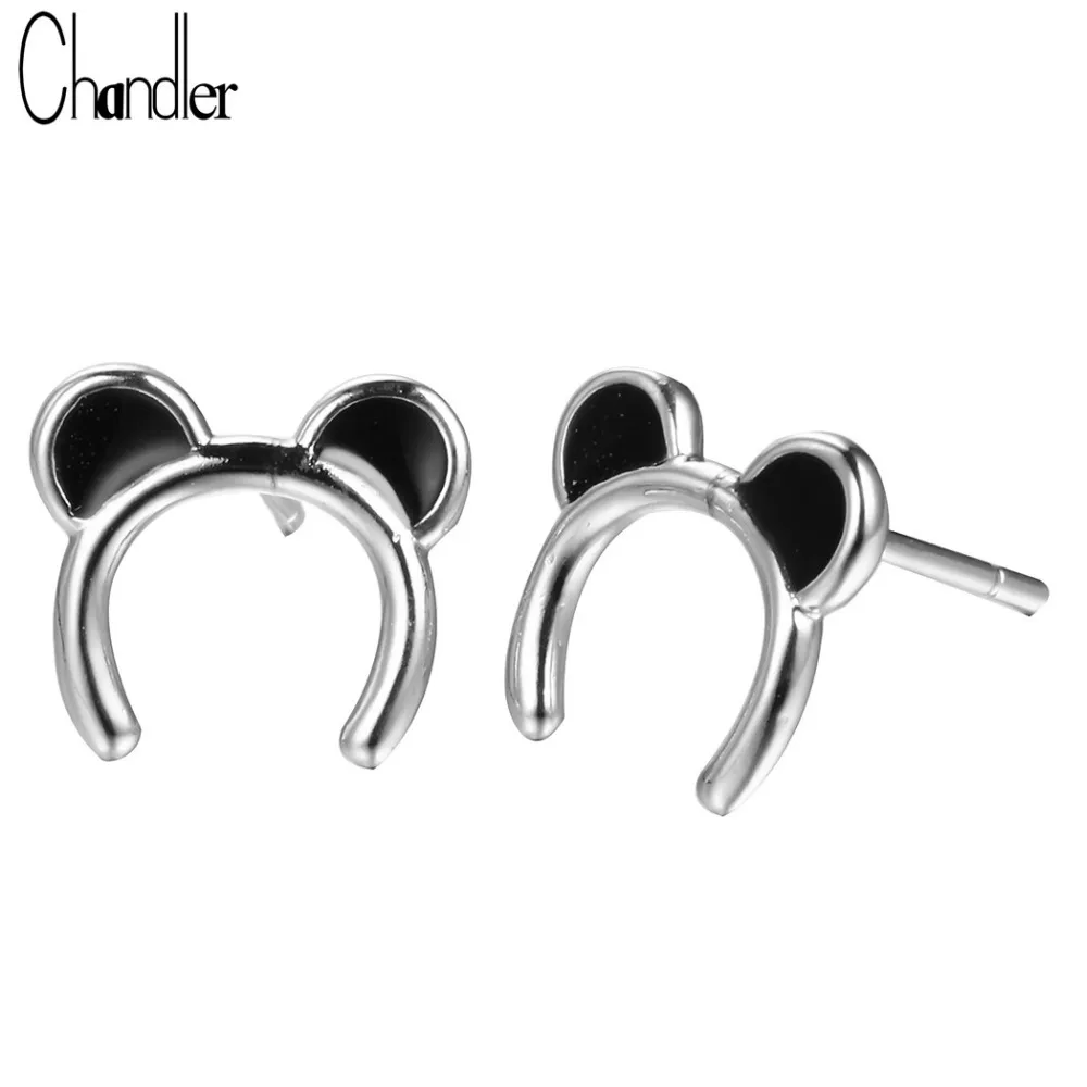 Chandler Cute Cat Dog Ear Puppy Stud Earrings For Women Black Enamel Metallic Animal Origami Simple Bridal Dubai Jewelry Gifts | Украшения