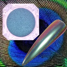 孔雀ホログラフィックカメレオンネイルグリッターパウダーミラーレーザーグリッターダストネイルアートクローム顔料パウダー Uv ジェルポリッシュ Diy 装飾(China)