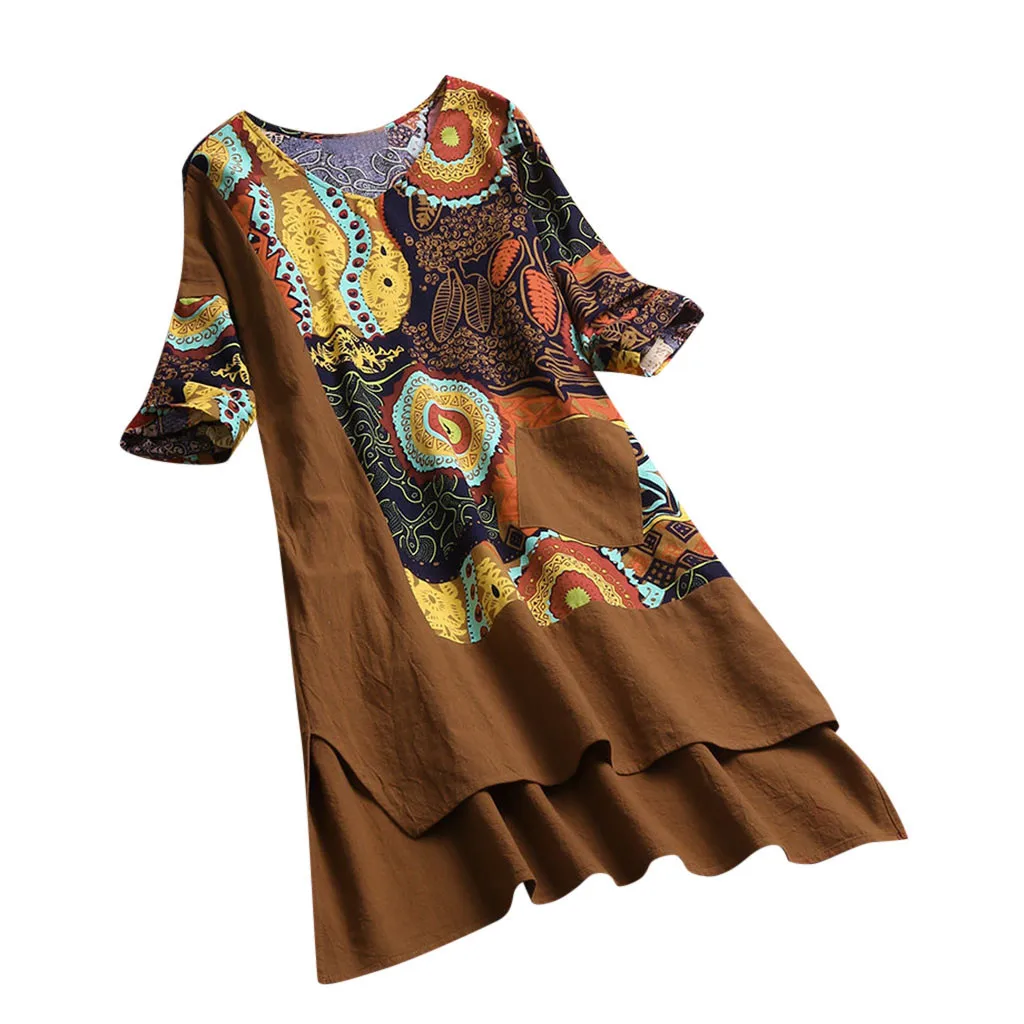 JAYCOSIN DRESS Women Vintage Loose Linen Dress Patchwork High Low Hem Print Half Sleeves Pocket Dress robe femme vestidos 420
JAYCOSIN DRESS Women Vintage Loose Linen Dress Patchwork High Low Hem Print Half Sleeves Pocket Dress robe femme vestidos 420