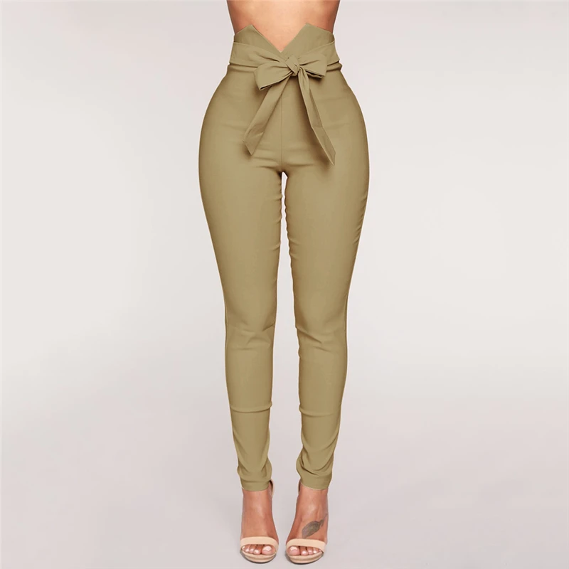 Women High Waist Casual Pants Fashion Ladies Bowknot Long Slim Skinny Pants Bandage Elastic Pencil Trousers With Sashes
Women High Waist Casual Pants Fashion Ladies Bowknot Long Slim Skinny Pants Bandage Elastic Pencil Trousers With Sashes