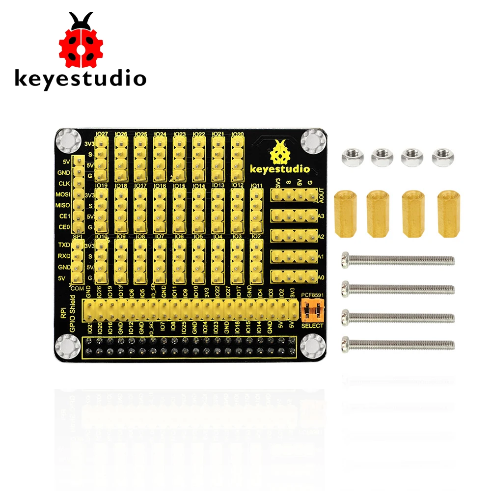 Keyestudio RPI GPIO PCF8591 AD/DA Shield Expansion Board for Raspberry Pi /CE certification
Keyestudio RPI GPIO PCF8591 AD/DA Shield Expansion Board for Raspberry Pi /CE certification
