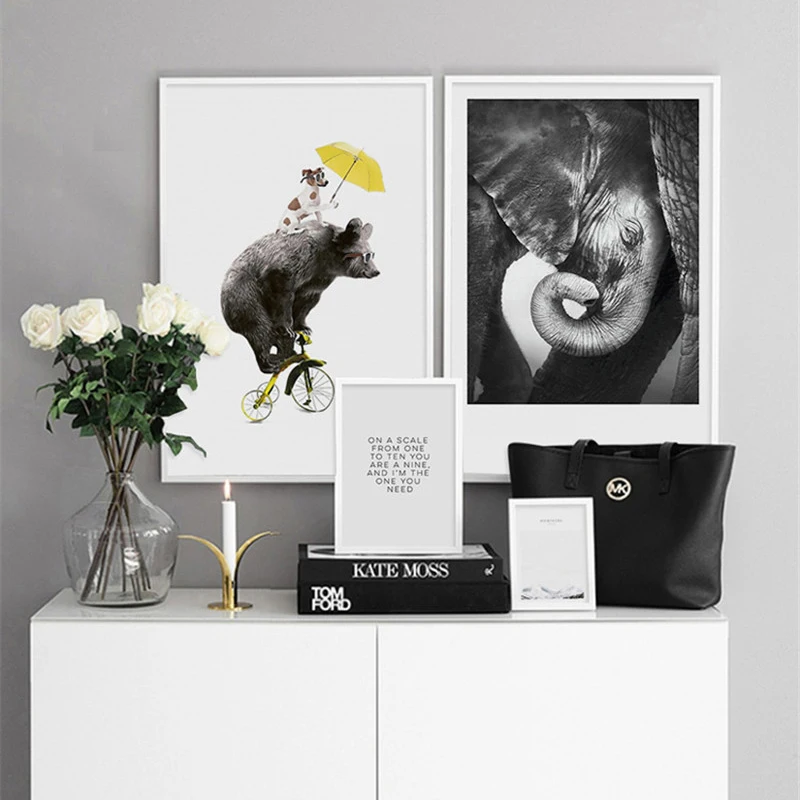 Black White Elephant Bear Decoration Home Picture Wall Art Canvas Painting Quotes Posters and Prints for Living Room Wall Decor
Black White Elephant Bear Decoration Home Picture Wall Art Canvas Painting Quotes Posters and Prints for Living Room Wall Decor