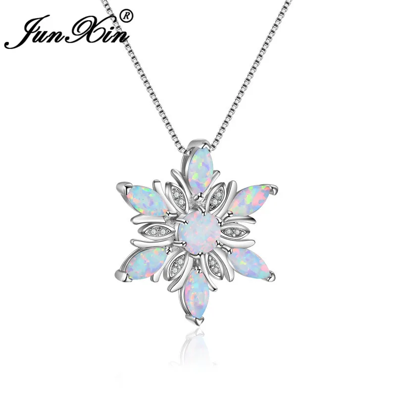 JUNXIN 925 Sterling Silver Filled Snowflake Pendant Necklaces For Women White Fire Opal Necklace Female Zircon Wedding Jewelry
JUNXIN 925 Sterling Silver Filled Snowflake Pendant Necklaces For Women White Fire Opal Necklace Female Zircon Wedding Jewelry