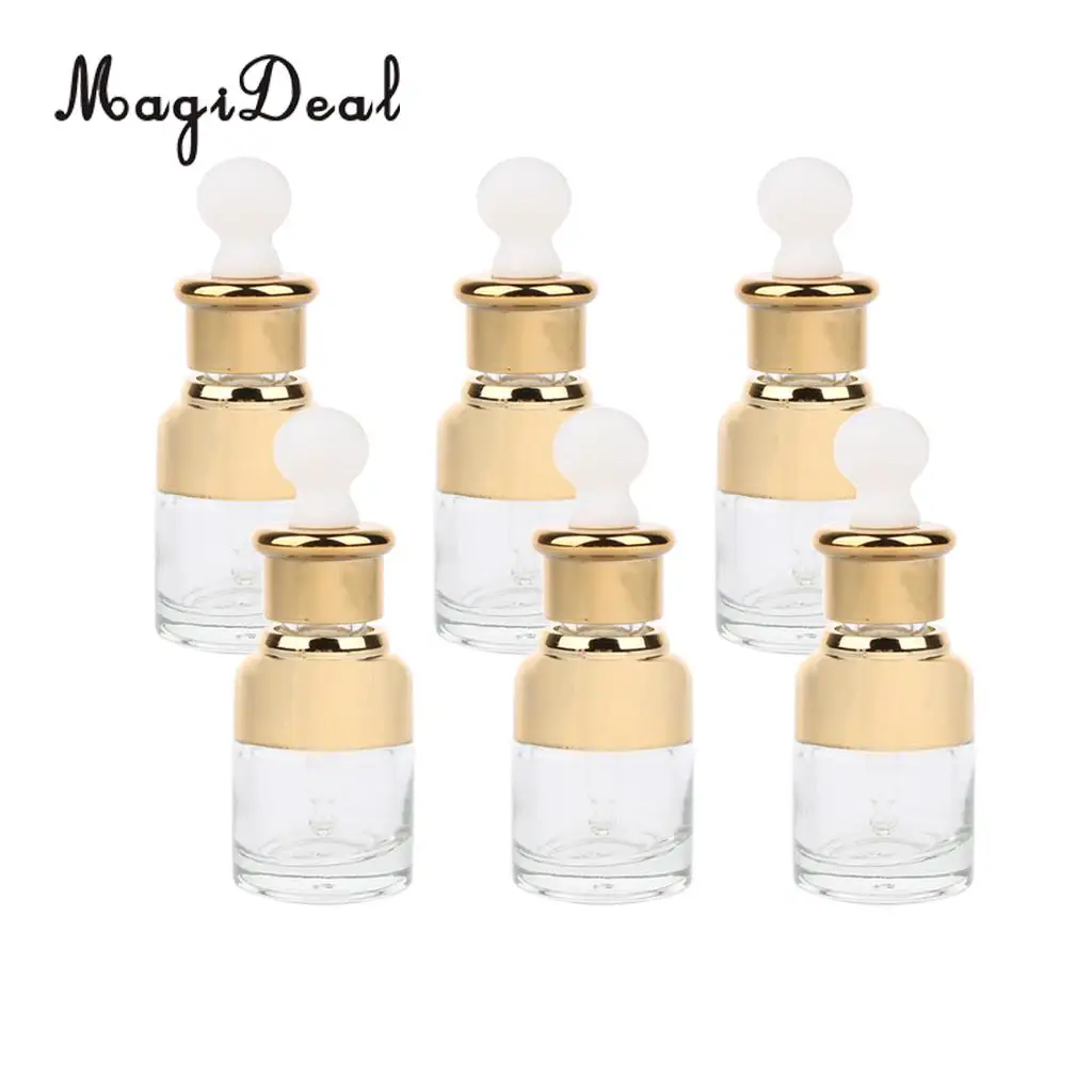 6 Pieces Refillable Empty Glass Pipette Eye Dropper Bottles Essential Oil Makeup Cosmetic Vials - 20ML 30ML 50ML