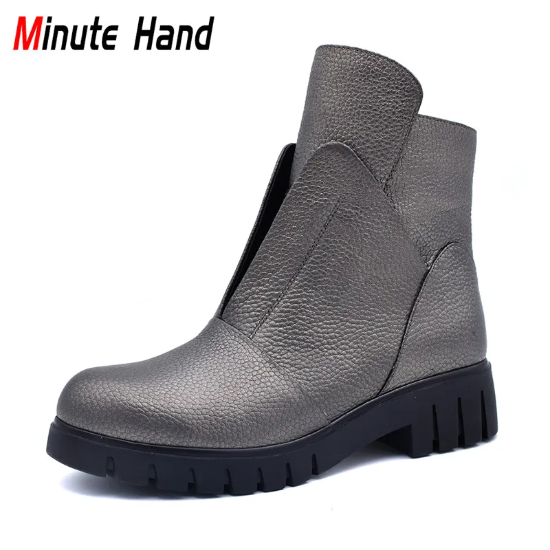 Minute Hand New Fashiom Cow Leather Ankle Boots Women Soft Chunky Heel Platform Shoes Side Zip Warm Wool Winter Boots Big Size41
Minute Hand New Fashiom Cow Leather Ankle Boots Women Soft Chunky Heel Platform Shoes Side Zip Warm Wool Winter Boots Big Size41