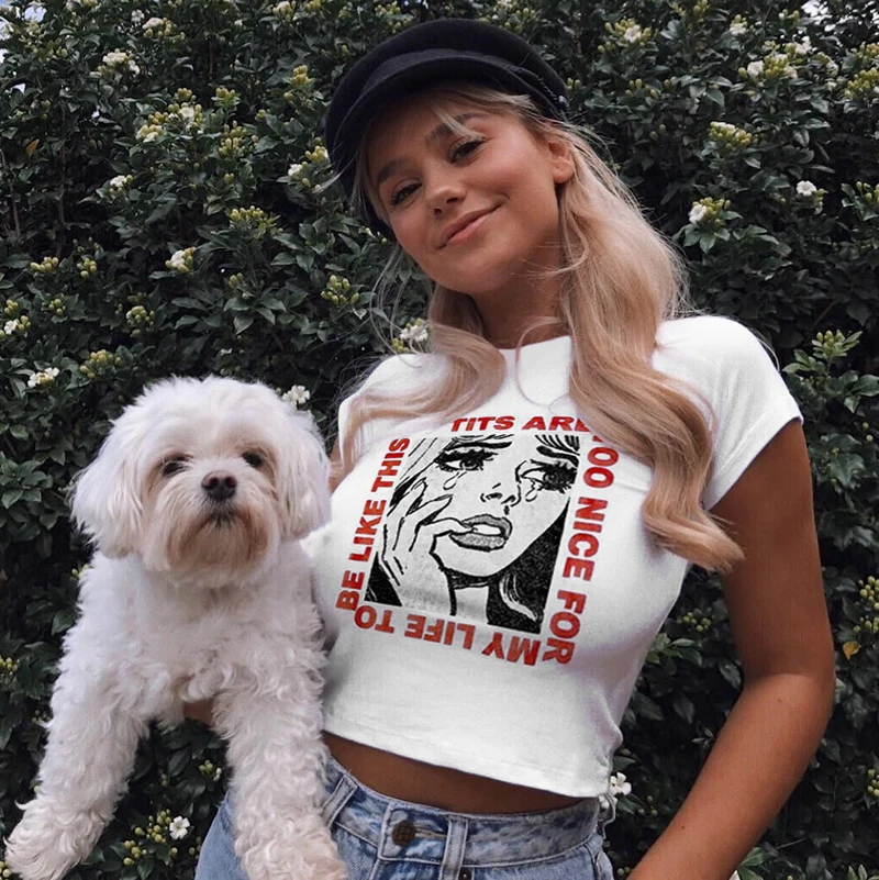 Sweetown Korean Harajuku T Shirt Streetwear Short Sleeve Autumn Graphic Tees Women Sexy White Printed Kawaii Crop Top Tshirt
Sweetown Korean Harajuku T Shirt Streetwear Short Sleeve Autumn Graphic Tees Women Sexy White Printed Kawaii Crop Top Tshirt