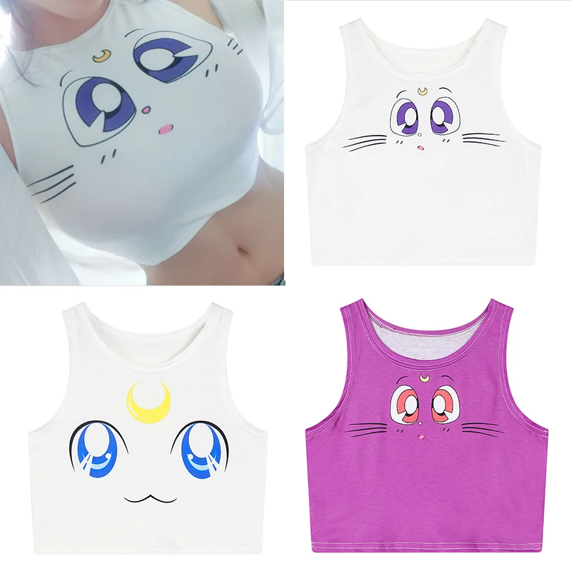 2019 Harajuku Sexy Girls Cosplay Costume Sailor Moon Crop Tops Shirt Print tank tops Colorful sleeveless Tee Vest
2019 Harajuku Sexy Girls Cosplay Costume Sailor Moon Crop Tops Shirt Print tank tops Colorful sleeveless Tee Vest
