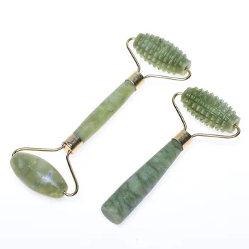 1pc Portable Double Head Facial Slim Massage Roller Jade Face Slimming Body Head Neck Massage Tools Nature Face Sliming Tools