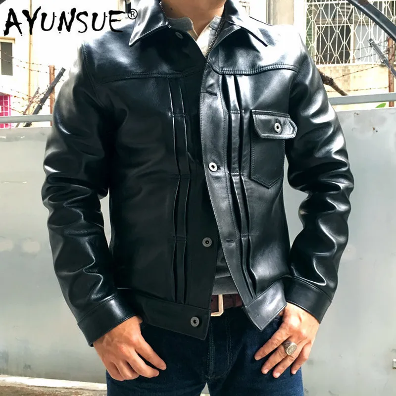 AYUNSUE Men's Genuine Leather Jacket Spring Autumn Jacket Men Horsehide Jackets Short Coat Blouson Cuir Homme YY324
AYUNSUE Men's Genuine Leather Jacket Spring Autumn Jacket Men Horsehide Jackets Short Coat Blouson Cuir Homme YY324