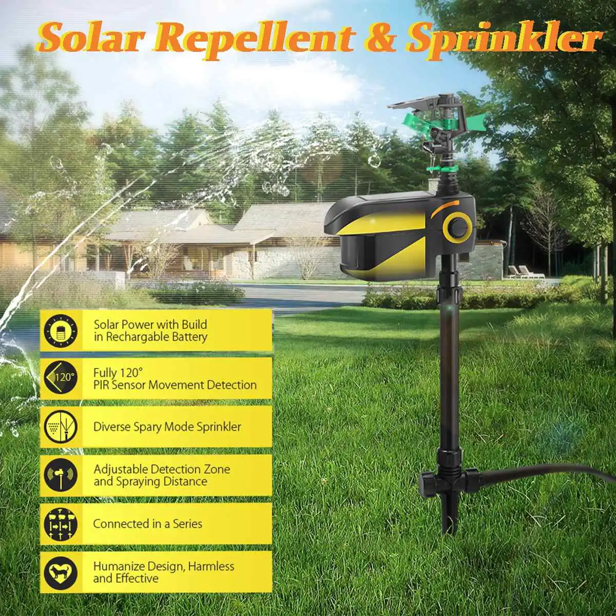 Garden Sprinkler Spike Lawn Grass Motion Activated Water Animal