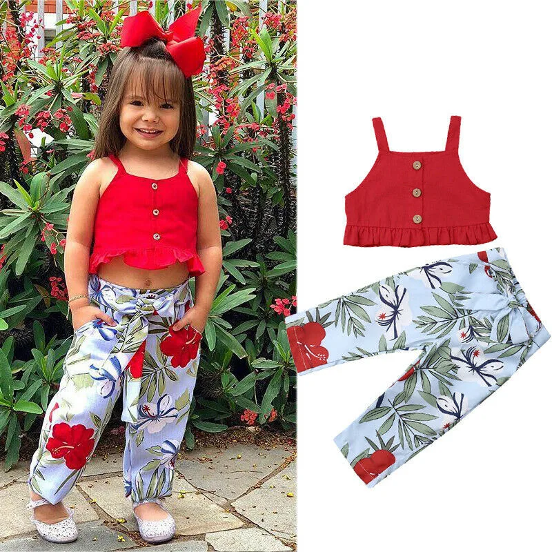 Toddler Kids Baby Girls Clothes off shoulder Button Strap solid sleeveless Tops Geometry bow Pants 2pc lovely Summer Outfits
Toddler Kids Baby Girls Clothes off shoulder Button Strap solid sleeveless Tops Geometry bow Pants 2pc lovely Summer Outfits