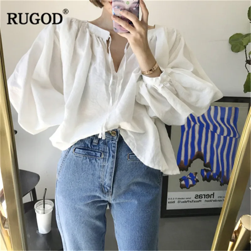 RUGOD Elegant White Blouse Women Casual Bow Tie Collar Puff Sleeve Shirt Blusas 2019 Spring Summer Loose Blouse Tops Kimono
RUGOD Elegant White Blouse Women Casual Bow Tie Collar Puff Sleeve Shirt Blusas 2019 Spring Summer Loose Blouse Tops Kimono