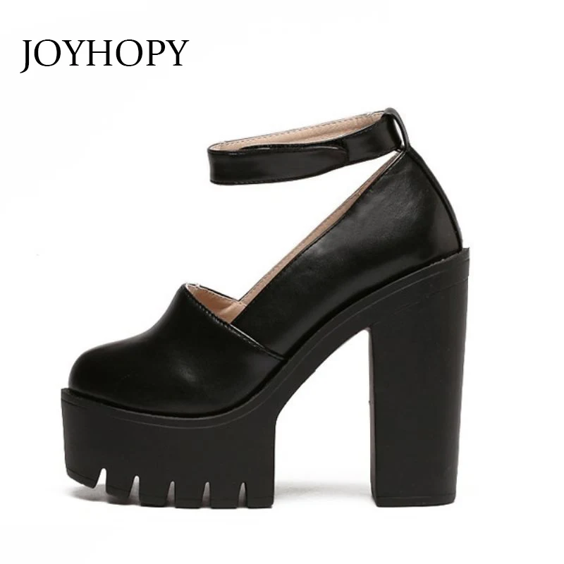 

2018 New Thick Heels Platform Pumps Spring Autumn Sexy Women Casual Nightclub Bar Mary Jans Shallow Top High Heels Shoes WP1133