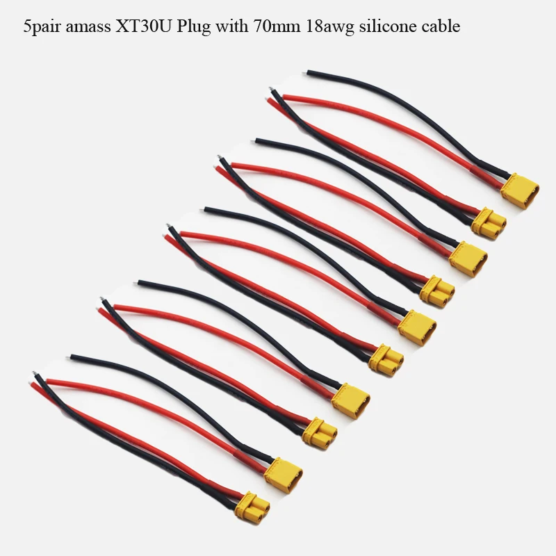 10pcs amass XT30U Female male plug connector with 70mm 17awg soft silicone wire cable for FPV Lipo battery RC Model accessory
10pcs amass XT30U Female male plug connector with 70mm 17awg soft silicone wire cable for FPV Lipo battery RC Model accessory