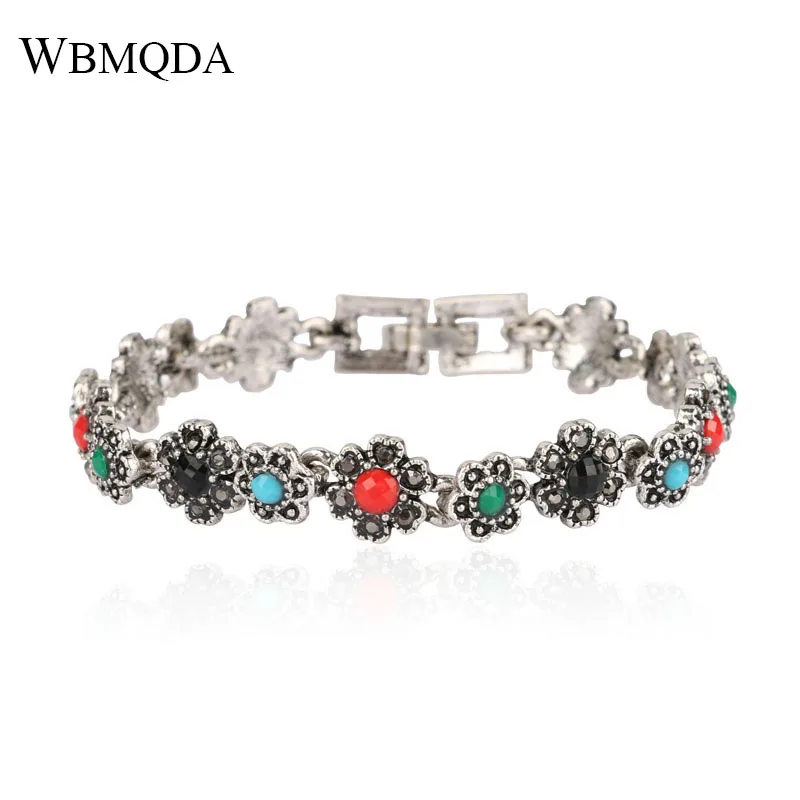 Hot 2018 Ethnic Colorful Flower Charm Bracelet Crystal Summer Silver Bracelets For Women Accessories Fashion Bohemian Jewelry
Hot 2018 Ethnic Colorful Flower Charm Bracelet Crystal Summer Silver Bracelets For Women Accessories Fashion Bohemian Jewelry