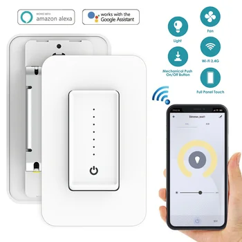 Smart Light Dimmer Voice and WIFI control 110-220V Wall Touch Control Fan Speed Compatible with Amazon Alexa Google Home IFTTT 
Smart Light Dimmer Voice and WIFI control 110-220V Wall Touch Control Fan Speed Compatible with Amazon Alexa Google Home IFTTT