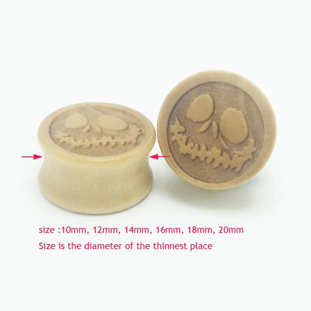 1Pair Fashion Flesh Tunnels Ear Plugs and Tapers Natural Wood Skull Logo Saddle Ear Expanders 10-20mm Anti-allergic Body Jewelry7