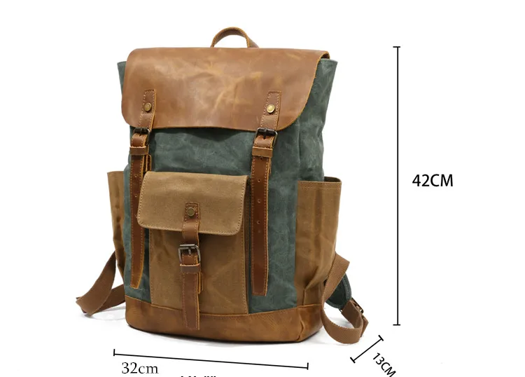 Men Backpack Waterproof Computer Laptop Bag Vintage Canvas Large Capacity Travel Backpacks Leather Military Male Backpack School Men Backpack Waterproof Computer Laptop Bag Vintage Canvas Large Capacity Travel Backpacks Leather Military Male Backpack School