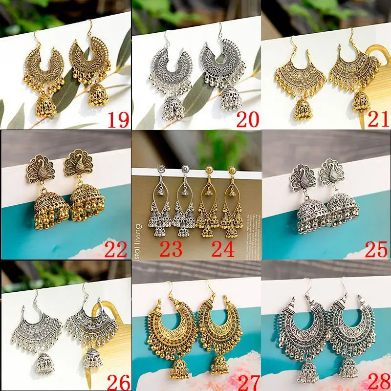OIQUEI 20 Pairs Indian Jhumka Jewelry Boho Big Bells Long Tassel Drop Earrings For Women boucle d'oreille femme 2019 Wholesale
OIQUEI 20 Pairs Indian Jhumka Jewelry Boho Big Bells Long Tassel Drop Earrings For Women boucle d'oreille femme 2019 Wholesale